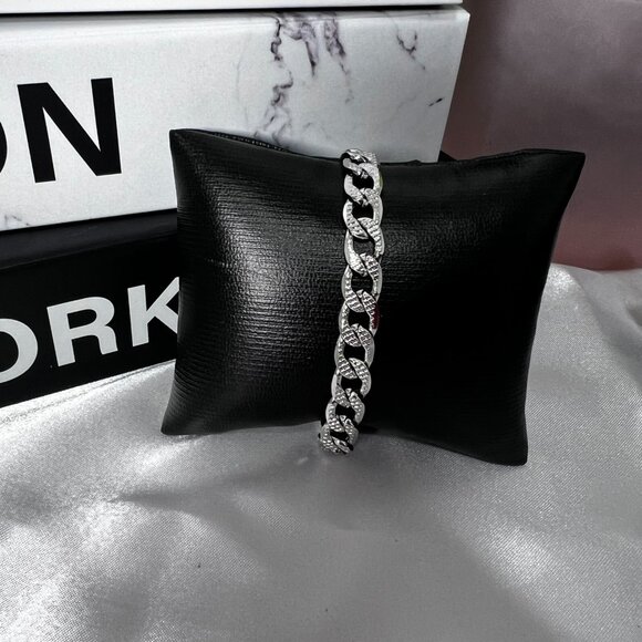 Sterling Silver Curb Chain Bracelet Unisex Fashion Accessories - Picture 1 of 3